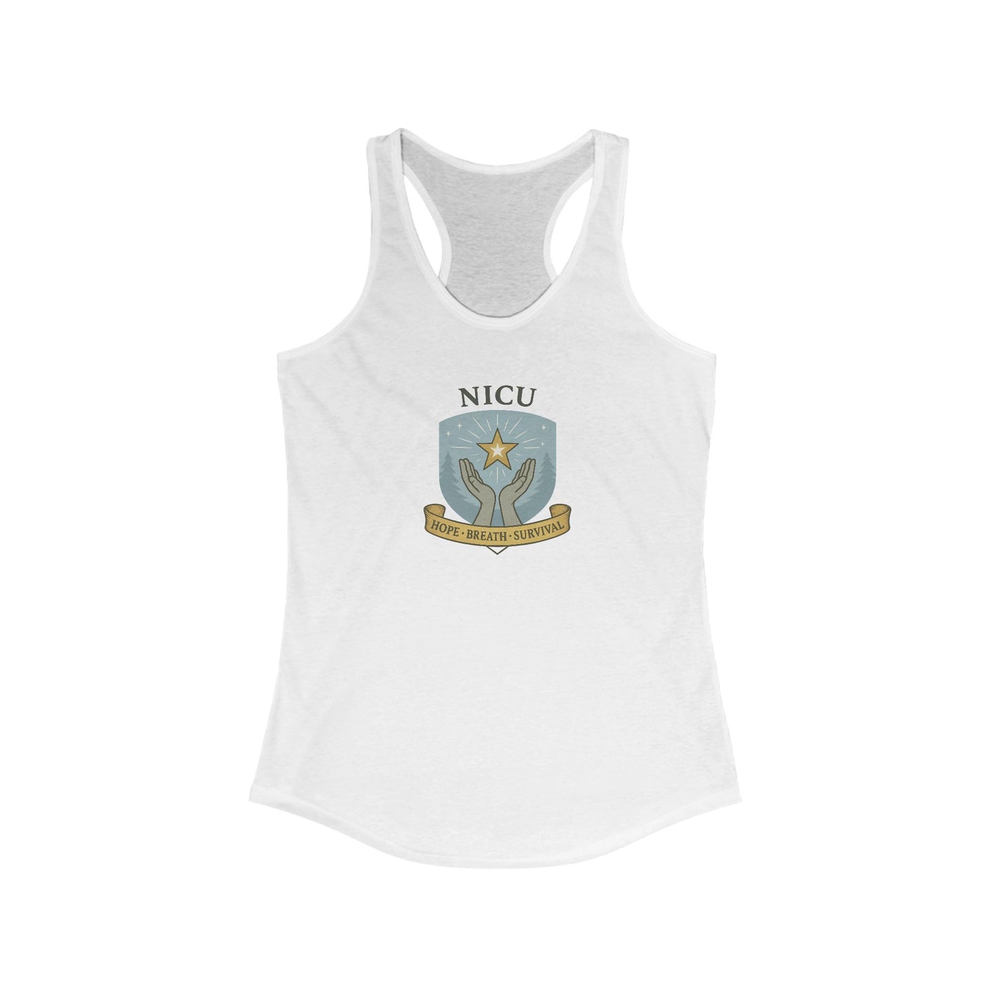 NICU Sigil Women's Racerback Tank, Inspirational Workout Apparel, Gift for Nurses, Health Care Appreciation, Casual Summer Top