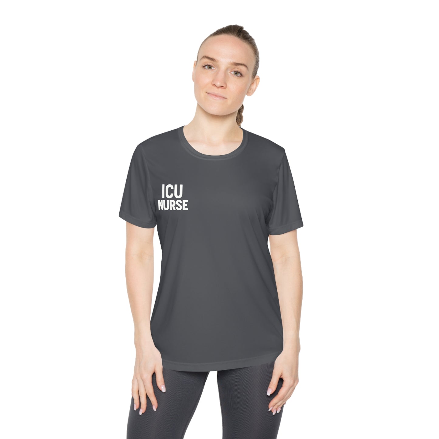 ICU Nurse Ladies Competitor Tee, Soft Fitness Shirt, Casual Nurse Top, Workout Tee for Healthcare Workers, Gift for Nurses