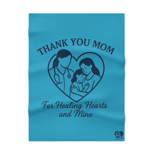 Cozy Thank You Mom Fleece Blanket | Gift for New Moms, Baby Shower, Parenting, Comfort Blanket, Healing Hearts Decor