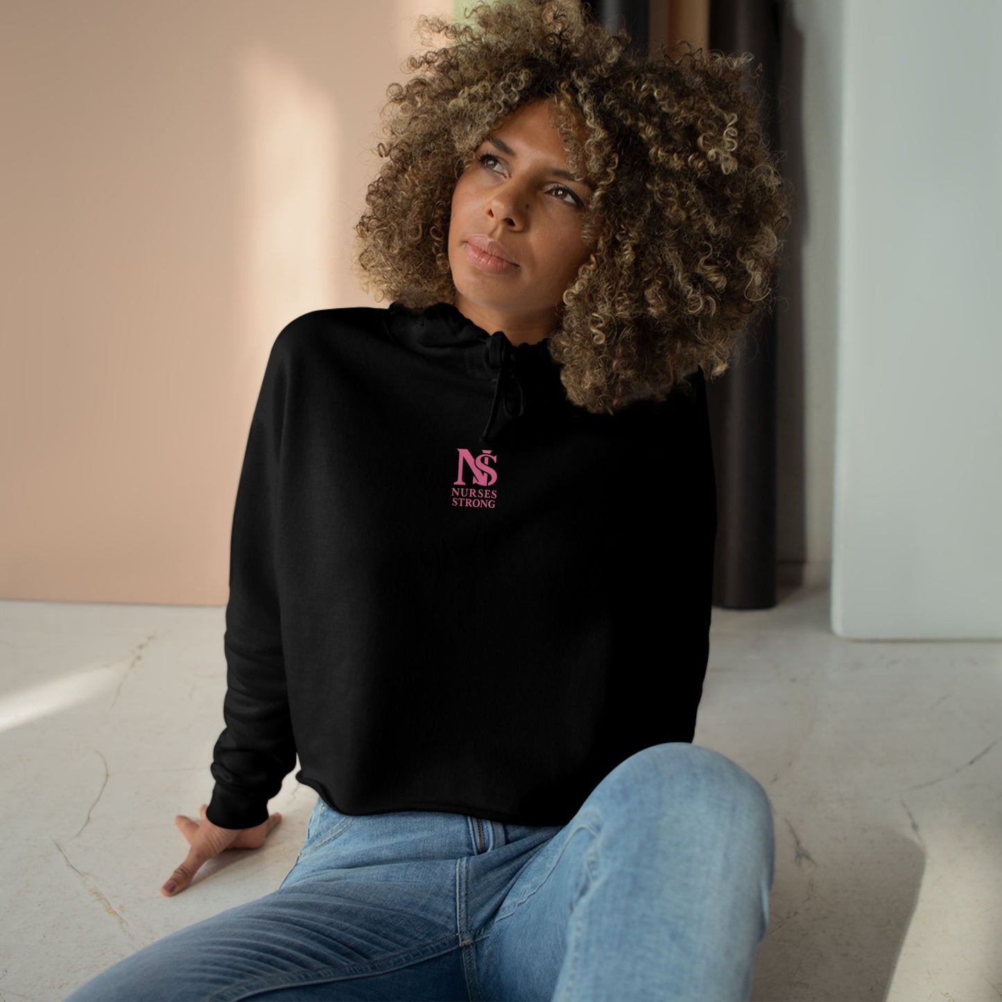 Nurses Strong Crop Hoodie | Empowering Workwear, Gift for Nurses, Fitness Apparel, Cozy Lounge Top, Inspirational Clothing