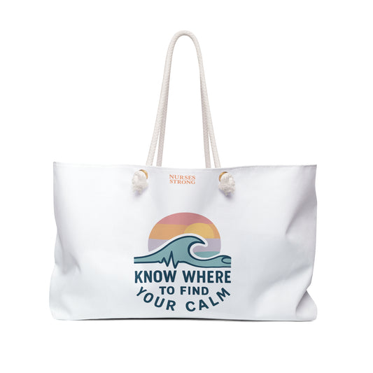Calm Vibes Weekender Bag - Travel Tote, Beach Companion, Vacation Essentials