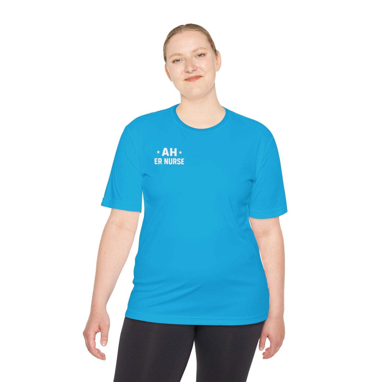 AH ER Nurse Moisture Wicking Tee, Fitness Shirt, Workout Top, Gift for Nurses, Health Care Apparel, Cool Graphic Tee