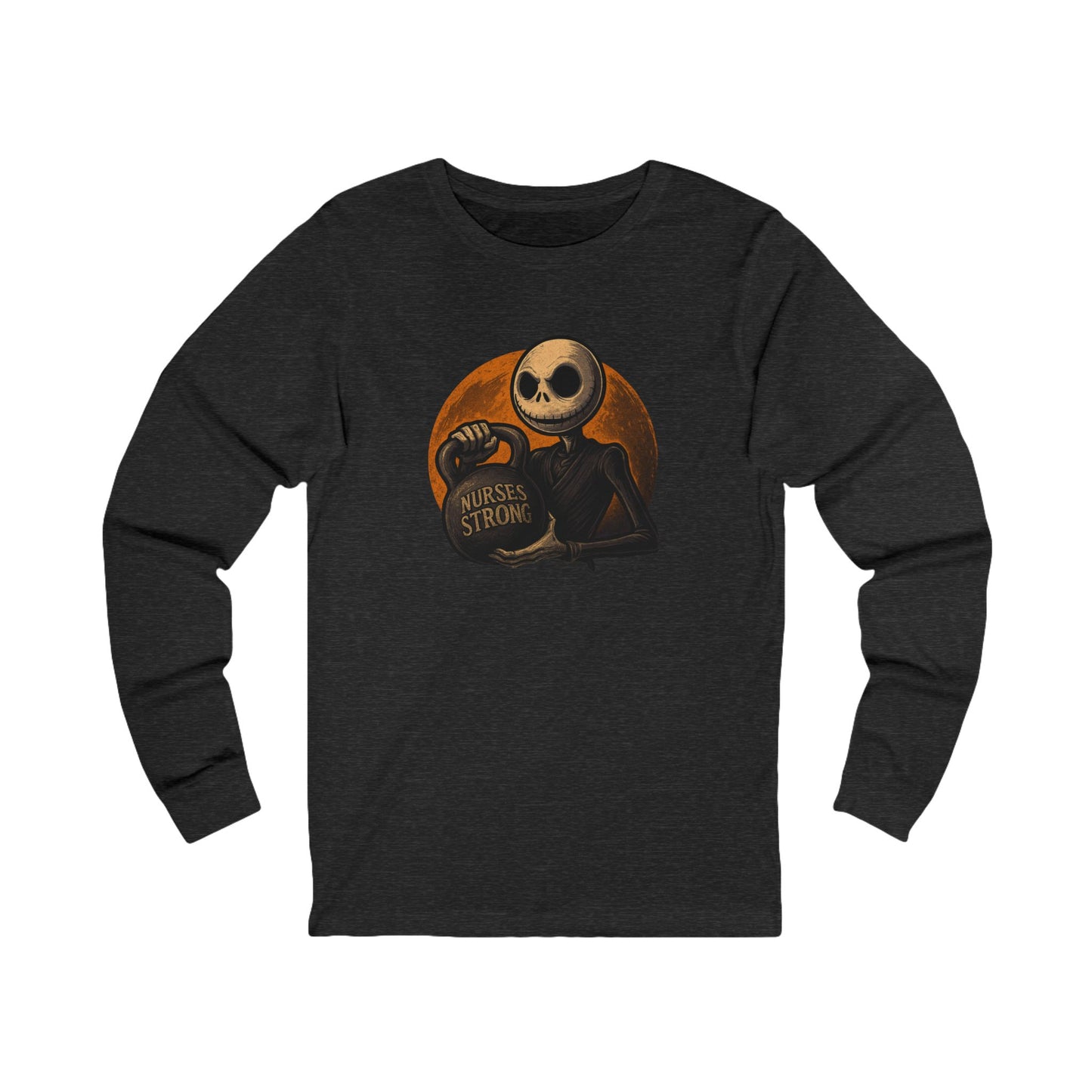 NS Skellington  Long Sleeve Tee, Unisex Tee for Nurses, Halloween Apparel, Gift for Nurses, Fall Fashion