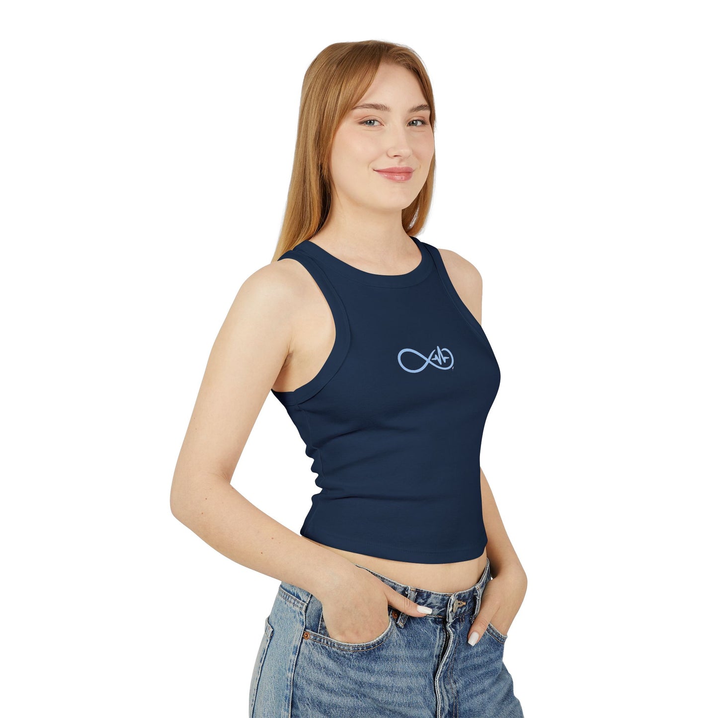 Empowering Infinity Women's Racer Tank Top with  | Yoga Top, Summer Wear, Casual Outfit, Gift for Her, Fitness Apparel