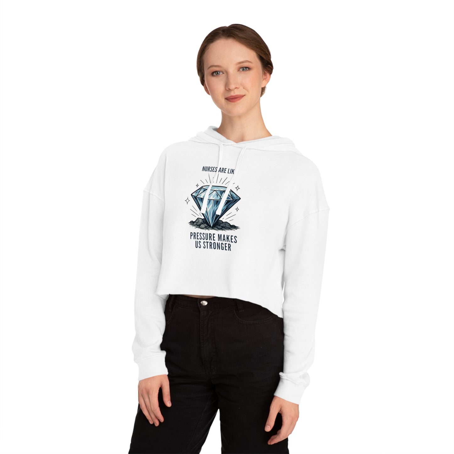Diamond Cropped Hooded Sweatshirt