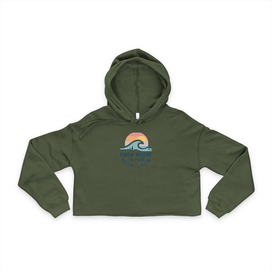 Know Where to Find Your Calm Women's Cropped Hoodie - Cozy Beach Vibes, Perfect for Relaxation,