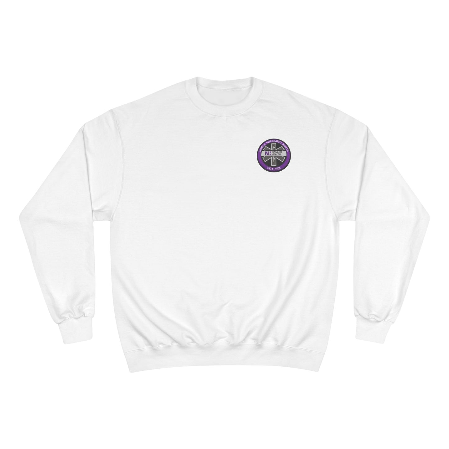 Champion Sweatshirt with Purple Crest Logo — Casual Crewneck Pullover