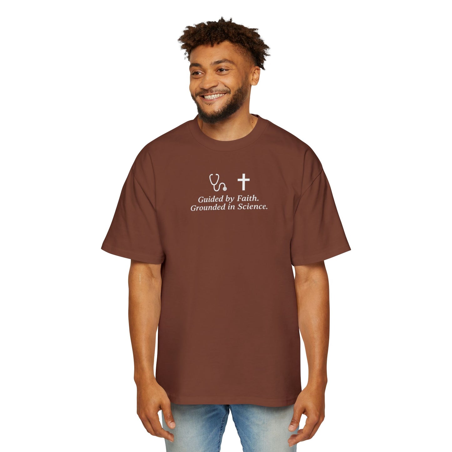 Guided by Faith, Men's Heavy Oversized Tee - Relaxed Casual Vibes, Everyday Wear,