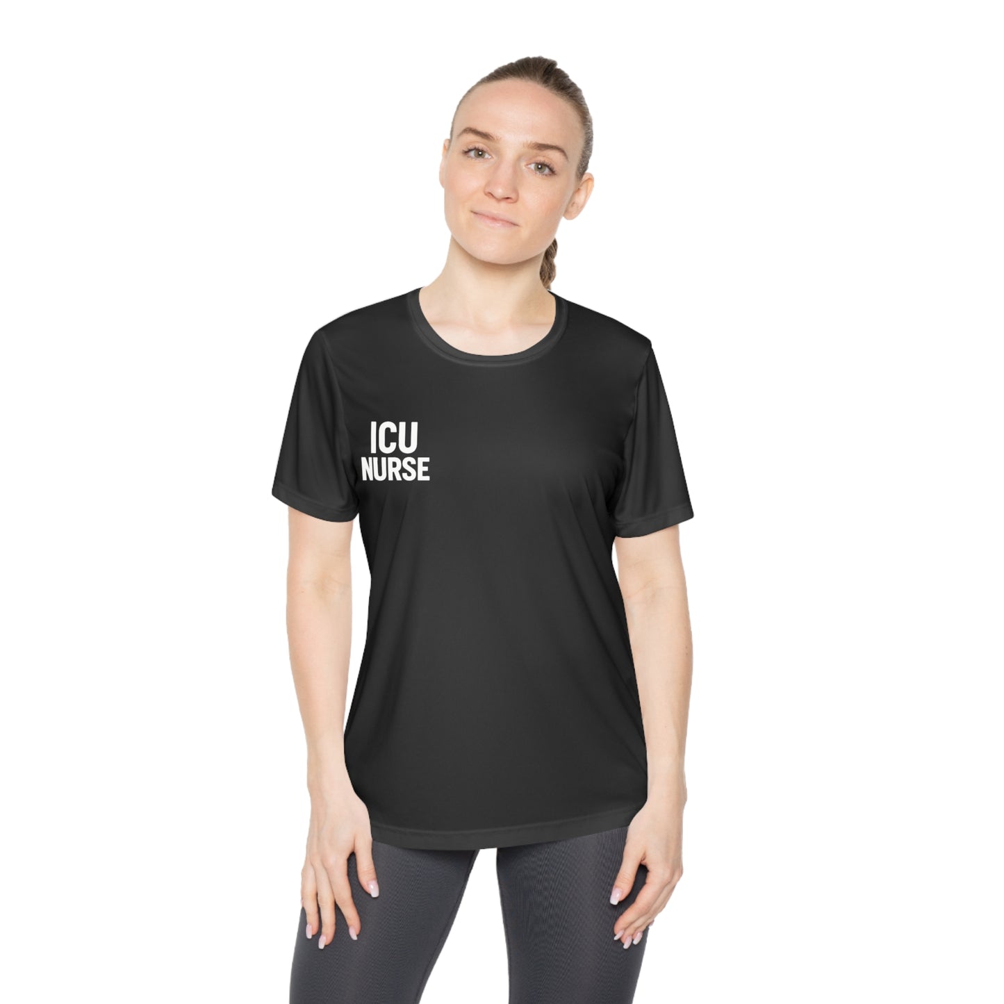 ICU Nurse Ladies Competitor Tee, Soft Fitness Shirt, Casual Nurse Top, Workout Tee for Healthcare Workers, Gift for Nurses