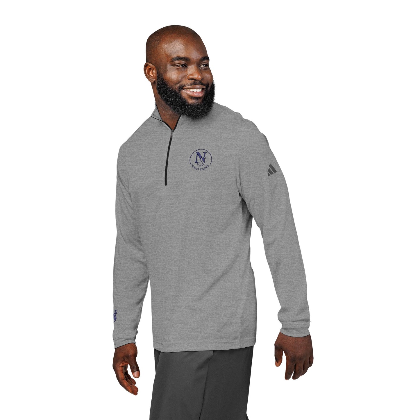 Adidas NS Semi Circle Emblem Quarter-Zip Pullover, Stylish Athletic Layering, Embroidered Sportswear, Fitness Apparel, Casual Jacket,