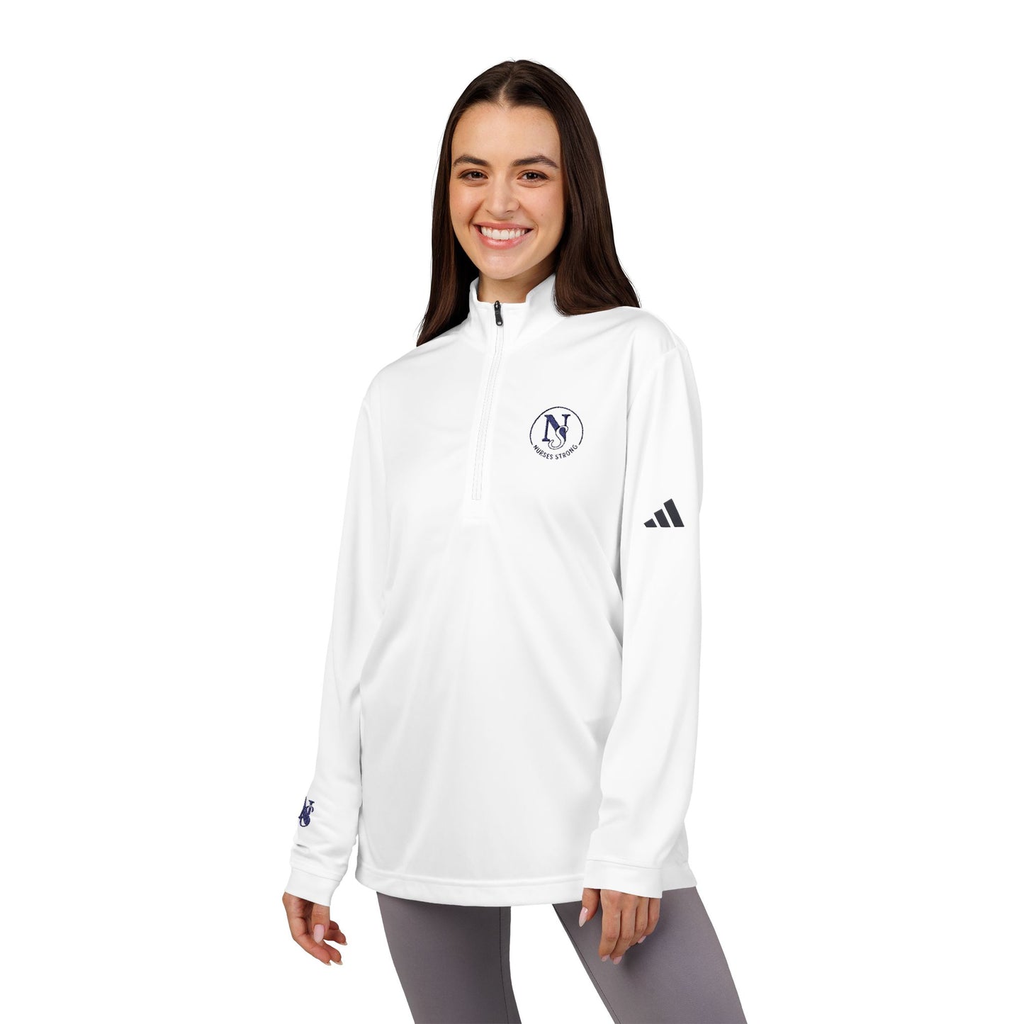 Adidas NS Semi Circle Emblem Quarter-Zip Pullover, Stylish Athletic Layering, Embroidered Sportswear, Fitness Apparel, Casual Jacket,