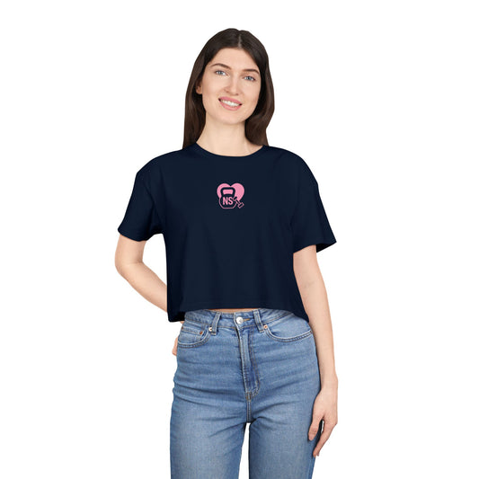 Cute Women's Crop Tee with KB/DB Heart Design, Trendy Summer Top, Casual Wear, Gift for Her, Stylish Festival Shirt, Everyday Fashion