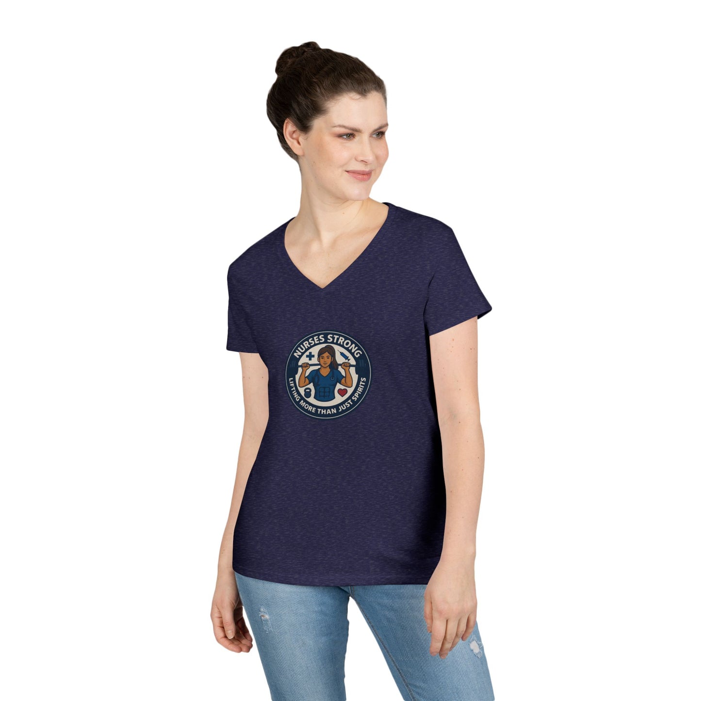 Empowering V-Neck T-Shirt for Strong Women, Motivational Shirt, Fitness Tee, Inspirational Gift, Ladies' Apparel