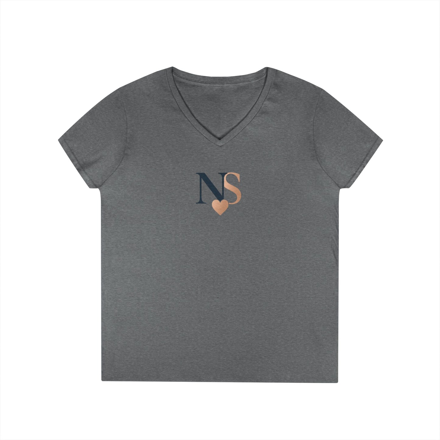 Personalized Heart NS V-Neck T-Shirt for Women, Stylish Gift, Everyday Wear, Casual Tee