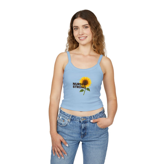 Sunflower Tank Top, Summer Sleeveless Top, Gift for Nurses, Floral Spaghetti Strap Shirt, Motivational Womens Top