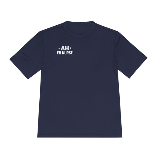 AH ER Nurse Moisture Wicking Tee, Fitness Shirt, Workout Top, Gift for Nurses, Health Care Apparel, Cool Graphic Tee