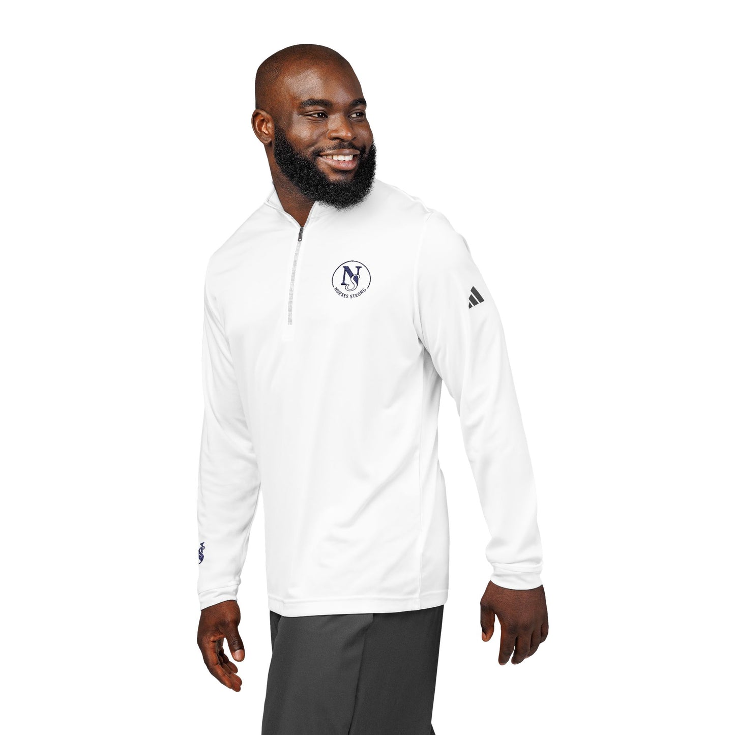 Adidas NS Semi Circle Emblem Quarter-Zip Pullover, Stylish Athletic Layering, Embroidered Sportswear, Fitness Apparel, Casual Jacket,