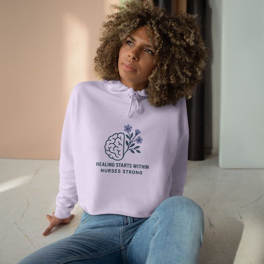 Healing Nurse Crop Hoodie - Supportive Gift for Nurses, Medical Professionals, Self-Care, Appreciation, Wellness