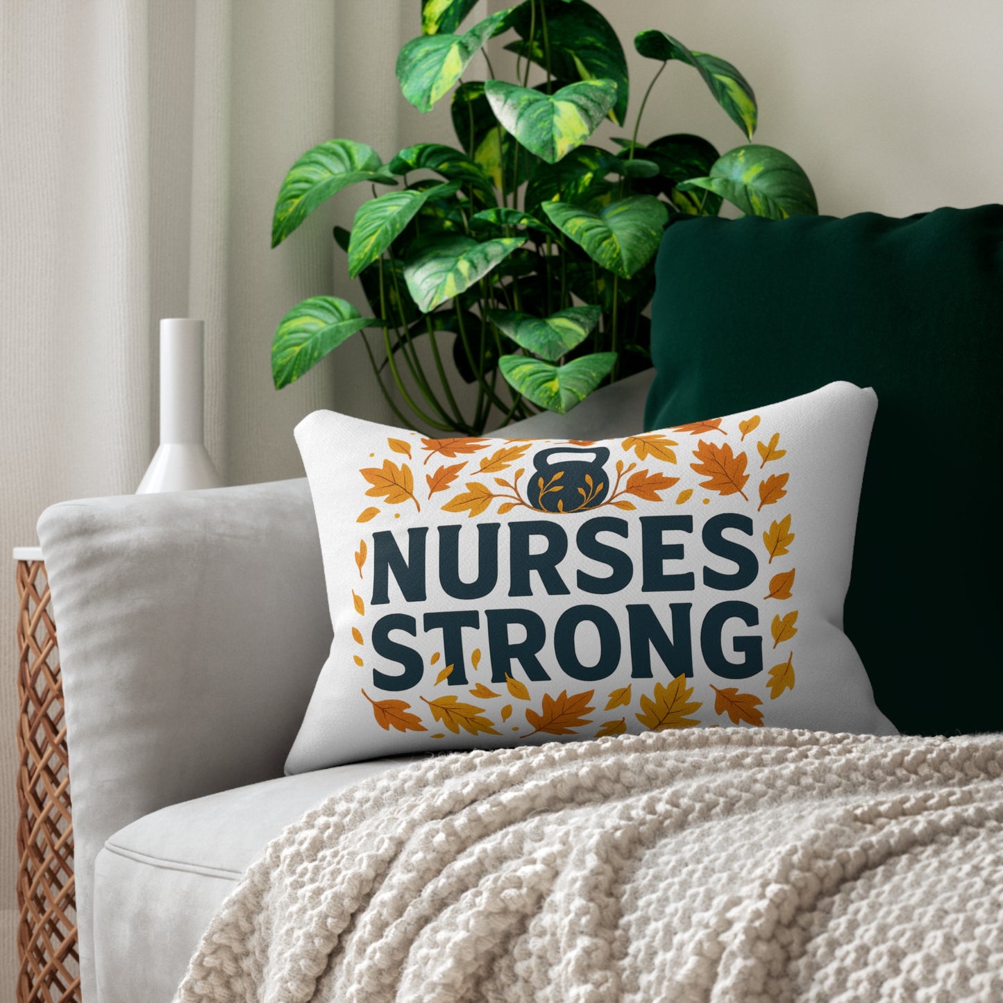 Nurse Appreciation Lumbar Pillow, Cozy Home Decor, Fall Gift for Nurses, Motivational Cushion for Healthcare Workers, Autumn Decoration