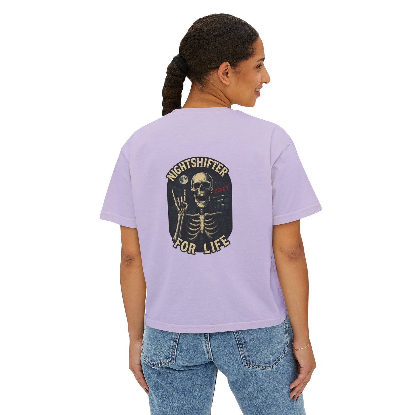 NightShifer for Life Trendy Boxy Tee, Everyday Comfort Top, Relaxed Fit Tee for Women