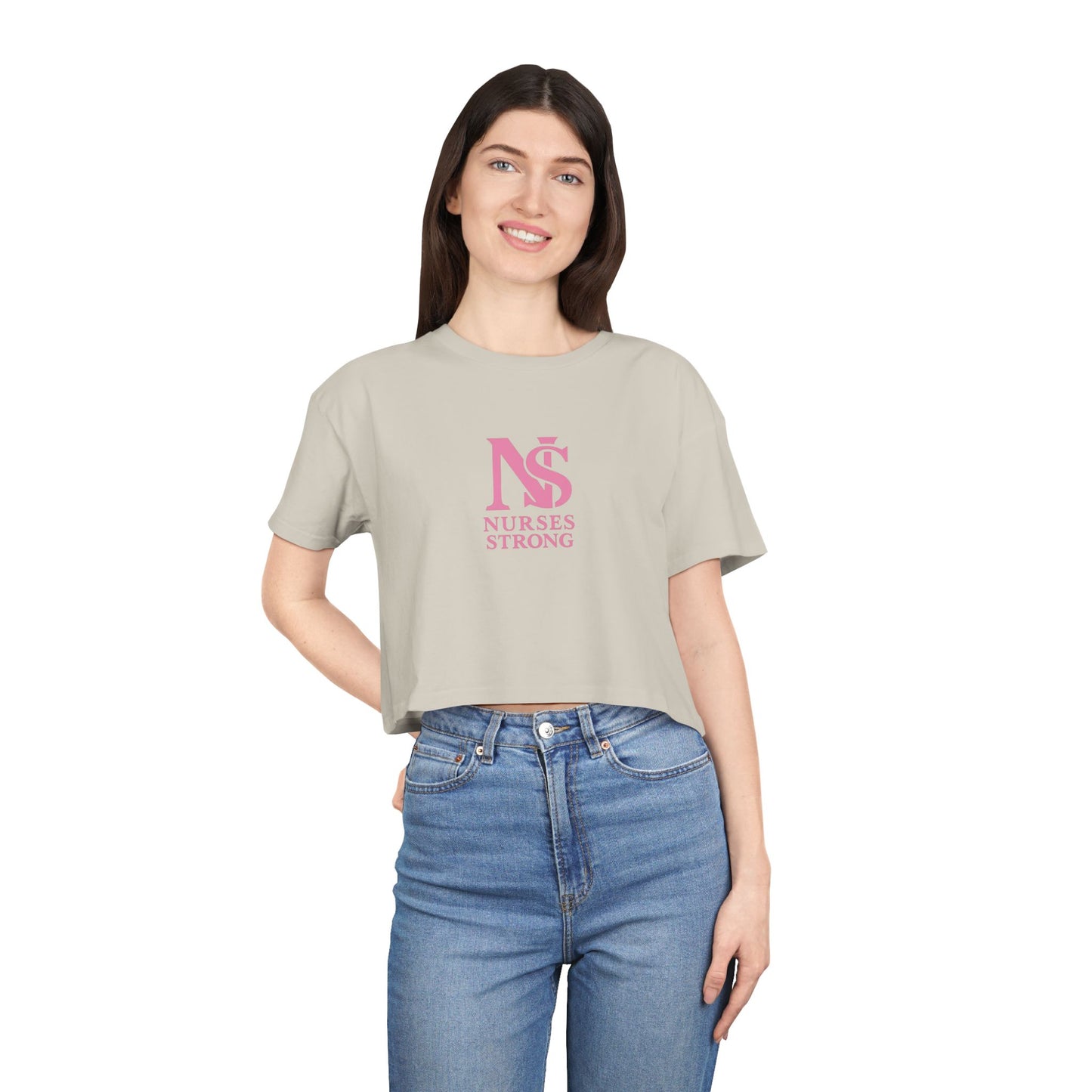 Nurses Strong Women's Crop Tee | Cute Nurse Top, Gift for Nurses, Nursing Graduation Shirt, Medical Apparel, Inspirational T-Shirt