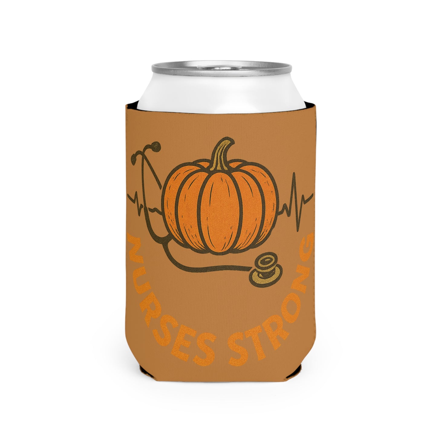 Fall Can Cooler Sleeve | Strong Nurses Pumpkin Design, Fall Party Favor, Gift for Healthcare Workers, Autumn Decor, Halloween