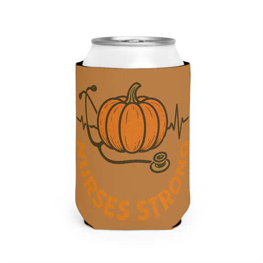 Fall Can Cooler Sleeve | Strong Nurses Pumpkin Design, Fall Party Favor, Gift for Healthcare Workers, Autumn Decor, Halloween