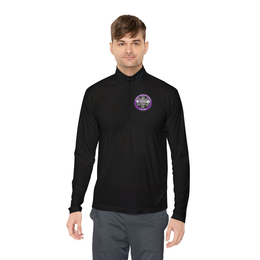 NH VL Quarter-Zip Pullover — Purple Cross Crest Embroidered Logo